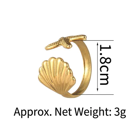 Verstellbare Ringe Aus Edelstahl Für Damen Vergoldet Seestern Muschel Blume Schmetterling Fingerschmuck Accessoire