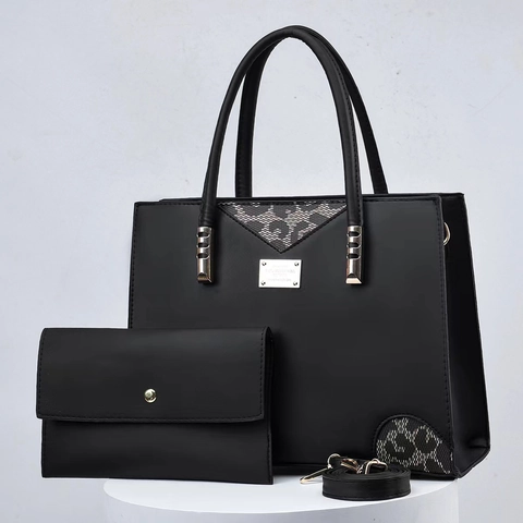 Women Handbag PU Leather Large Capacity Tote Shoulder Crossbody And Clutch Lace Splicing Fashion Elegant Daily Use