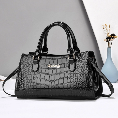 Sac À Épaule Motif Crocodile Cuir PU Brillant Grande Capacité Sac À Main Sac Bandoulière Pour Femmes