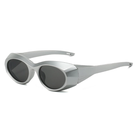 Futuristic Wrap Around Sports Sunglasses UV400 Protection PC Frame Small Oval Cycling Outdoor Eyewear For Men Women
