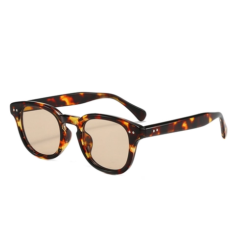 Lunettes De Soleil Carrées Monture PC Verres AC Protection UV400 Rivets Style Vintage Unisexe Voyage Mode