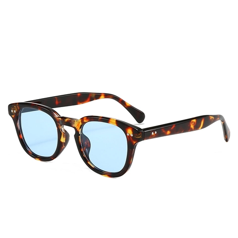 Lunettes De Soleil Carrées Monture PC Verres AC Protection UV400 Rivets Style Vintage Unisexe Voyage Mode
