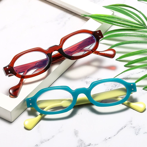 Occhiali Da Vista Retro Montatura Ovale Anti Luce Blu Bloccante Geometrico Irregolare Montatura In Acetato Per Donna