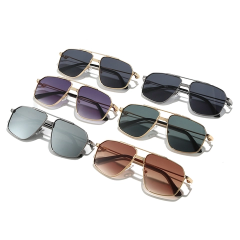 Occhiali Da Sole Aviator Montatura In Metallo Quadrata Protezione UV400 Doppio Ponte Occhiali Vintage Per Uomo E Donna