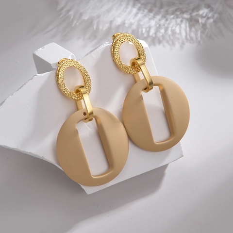 Orecchini Geometrici In Acciaio Inossidabile Grande Design Rotondo Cavo Irregolare Con Petalo Di Resina Per Donne