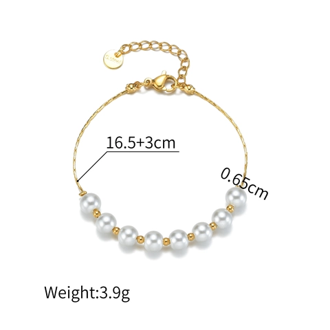Bracciale Con Künstliche Perle Elegante Acciaio Inossidabile Placcato Oro Gioielli Minimalisti Catena Regolabile Per Donna