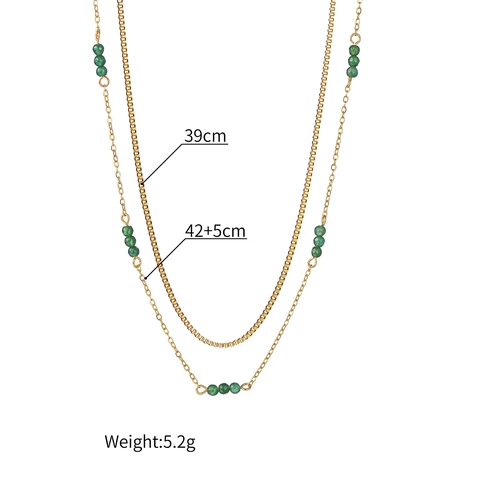 Collier Multi-Rangs Acier Inoxydable Künstliche Perle Vert Gris Künstliche Perles Chaîne Empilable Bijoux Pour Femmes Style Dopamine Élégant