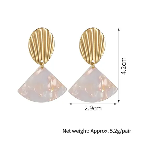 Orecchini Pendenti Geometrici Vintage Acciaio Inossidabile Perla Artificial Sintetica Farfalla Forma Di Ventaglio Stile Francese