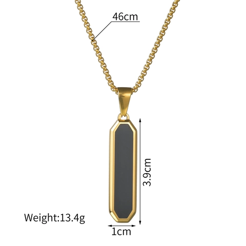 Collana Con Ciondolo Rettangolare Geometrico Acciaio Inossidabile Smalto Nero Design Di Nicchia Minimalista Gioielli Per Uomo Donna