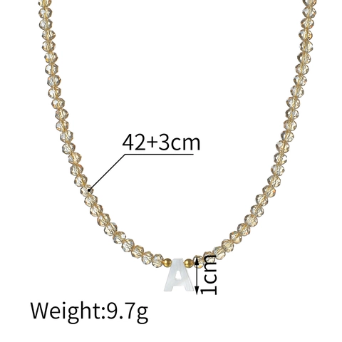 Roestvrijstalen Kralenketting Met Gefacetteerde Kristallen Kralen En Schelp Initiaal Letter Hanger Sieraden Voor Dames