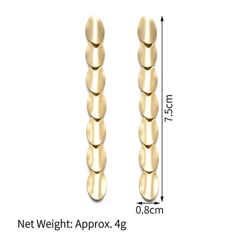 Pendientes Largos De Acero Inoxidable Placas Ovaladas Superpuestas Flecos Geométricos Joyería Para Mujer