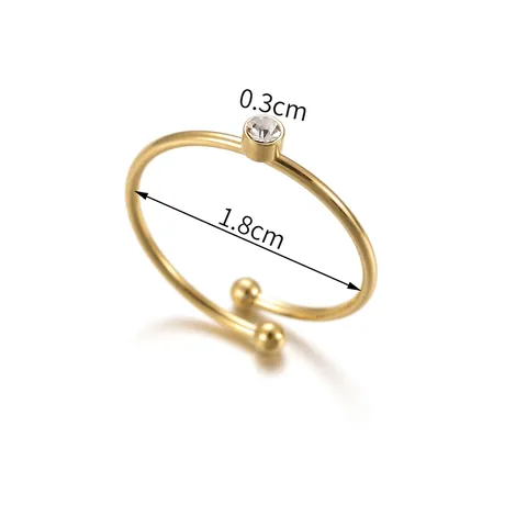 Anello Aperto Minimalista In Acciaio Inossidabile Placcato Oro Con Zircone Rotondo Regolabile Gioielli Geometrici Donna