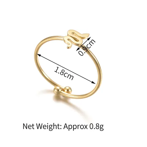 Stainless Steel Snake Ring Open Adjustable Minimalist Design Gold Silver Plated Jewelry For Women