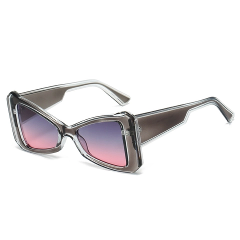 Übergroße Geometrische Schmetterling Sonnenbrille Retro PC Rahmen UV400 Schutz Mode Verlaufslinsen Unisex