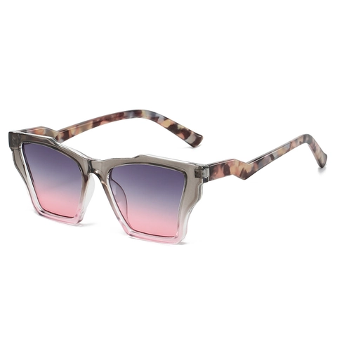 Retro Square Geometric Sunglasses Polarized UV Protection PC Frame Cat Eye Tortoise Gradient Lens Jagged Temple