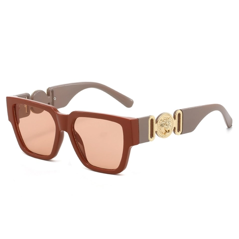 Occhiali Da Sole Quadrati Moda Vintage Montatura Grande Decorazione Testa Di Leone Polycarbonato Protezione UV400 Unisex