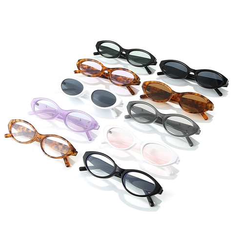 Retro Ovale Cat Eye Sonnenbrille UV400 Schutz PC Rahmen Kleine Mode Brille Für Damen Herren