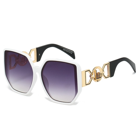 Oversized Square Sunglasses Fashion UV Protection Gradient PC Lens Luxury Metal Hollow Temples Eyewear For Women