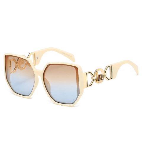 Oversized Square Sunglasses Fashion UV Protection Gradient PC Lens Luxury Metal Hollow Temples Eyewear For Women