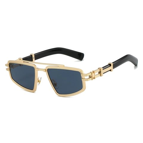 Occhiali Da Sole Steampunk Retrò Montatura In Metallo Geometrico Doppio Ponte UV400 Polarizzati Moda Punk Per Uomo E Donna