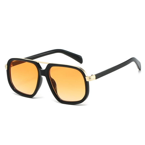 Retro Oversized Square Sunglasses For Women PC Metal Frame UV400 Protection Gradient Lens Trendy Fashion Double Bridge