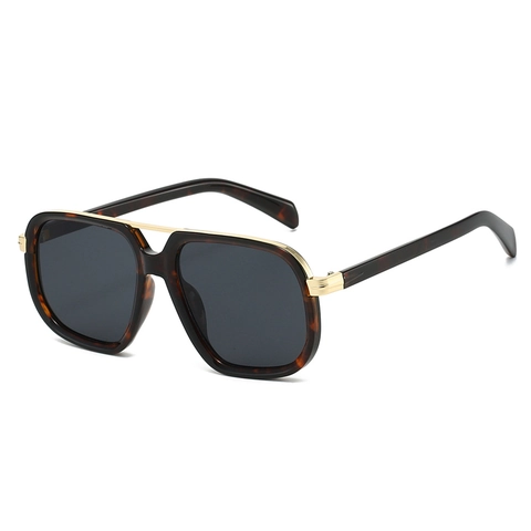 Retro Oversized Square Sunglasses For Women PC Metal Frame UV400 Protection Gradient Lens Trendy Fashion Double Bridge