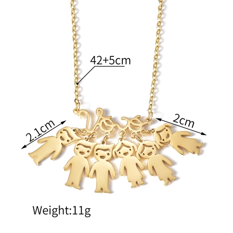 Personalisierte Edelstahl Familienhalskette Love Buchstabe Jungen Mädchen Cartoon Anhänger DIY Schmuck Geschenk