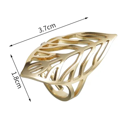 Anello Aperto A Foglia Acciaio Inossidabile Foglia Cava Anello Regolabile Gioielli Di Moda Minimalista Di Nicchia Per Donna
