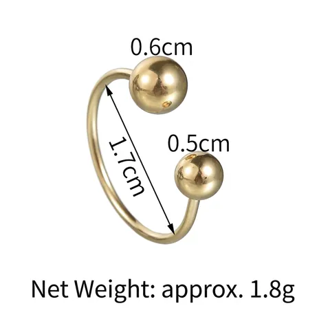 Minimalist Stainless Steel Adjustable Open Ring Double Ball Geometric Design Chic Versatile Jewelry Accessories For Women
