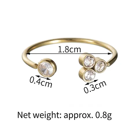 Minimalistischer Verstellbarer Ring Aus Edelstahl Mit Zirkonia Asymmetrisches Geometrisches Nischen-Design Koreanischer Schmuck Für Damen