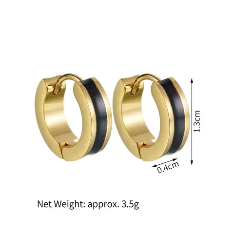 Orecchini Huggie Hoop In Acciaio Inossidabile Placcato Oro Smalto Minimalista Geometrico Tondo Gioielli Per Donne