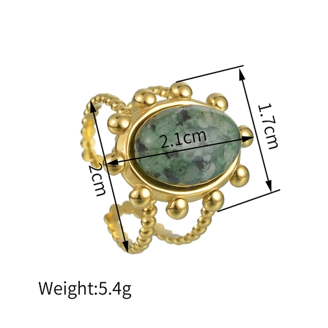 Vintage Vergoldeter Edelstahlring Ovaler Rosenquarz Perlenkante Verstellbarer Offener Ring Retro Schmuck Für Damen