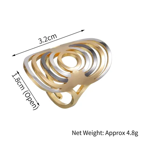 Edelstahl Mehrlagiger Hohler Geometrischer Ring Dreifarbig Minimalistisches Nischendesign Verstellbares Offenes Band Für Damen Herren