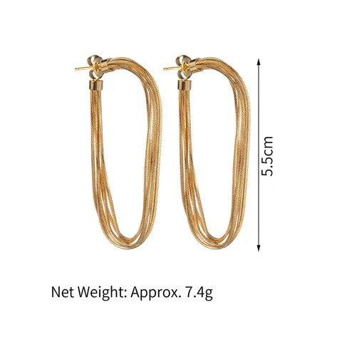 Multi Layer Schlangenkette Ohrhänger Edelstahl Damen Minimalistisch Elegant Geometrisch Ovaler Edelstahl Ohrringstecker