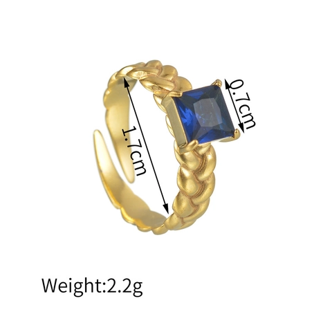 Geometrische Zirkonia Ring Roestvrij Staal Verstelbaar Open Gevlochten Ontwerp Vintage Sieraden Voor Dames