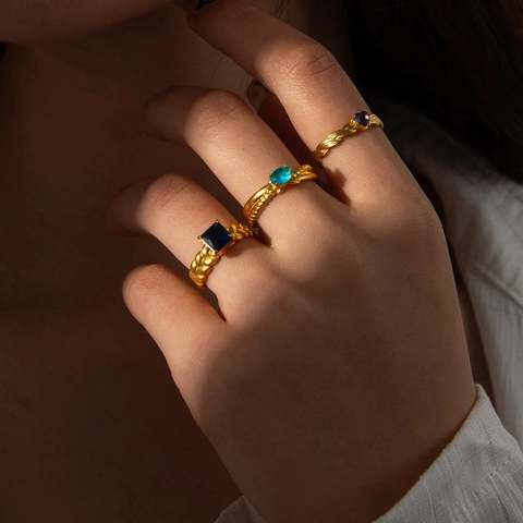 Geometrische Zirkonia Ring Roestvrij Staal Verstelbaar Open Gevlochten Ontwerp Vintage Sieraden Voor Dames