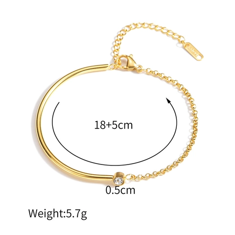 Edelstahl Zirkon Armband Minimalistisches Geometrisches Armreif Kette Hybrid Verstellbarer Schmuck Für Paare Herren Damen