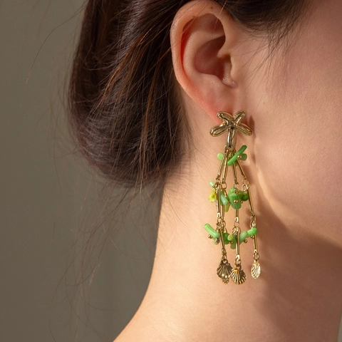 Drop Dangle Earrings Stainless Steel Colorful Beads Tassel Bohemian Summer Beach Starfish For Women