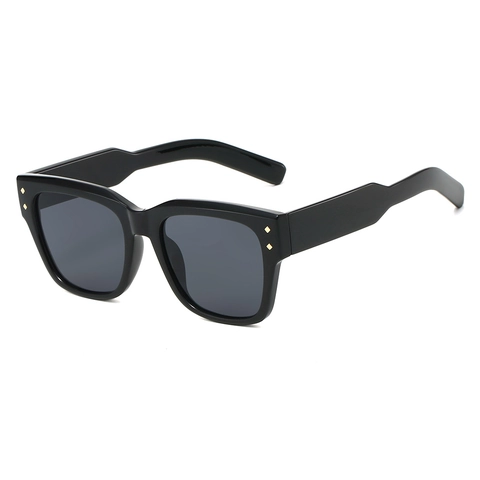 Retro Square Sunglasses Thick Frame UV400 Protection Rectangular Rivet Fashion Eyewear For Men Women