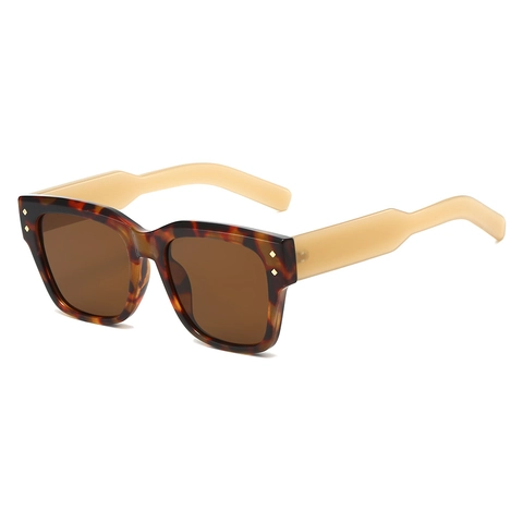 Retro Square Sunglasses Thick Frame UV400 Protection Rectangular Rivet Fashion Eyewear For Men Women