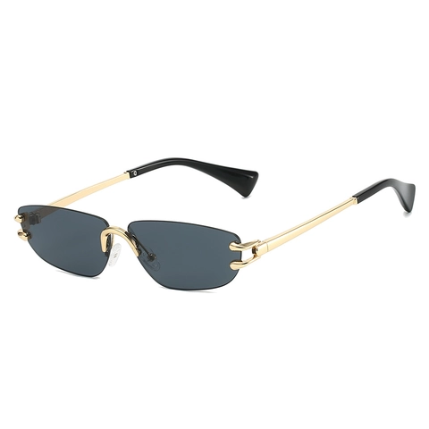 Occhiali Da Sole Senza Montura Moda Montatura In Metallo Protezione UV400 Vintage Rettangolare Donna Uomo Stile Y2K