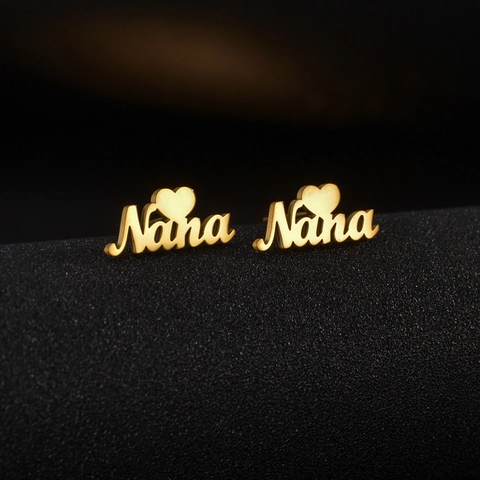 Pendientes Nombre Corazón Mariposa Con Poste Acero Inoxidable Joyería De Letras Para Mujeres Niñas Regalo
