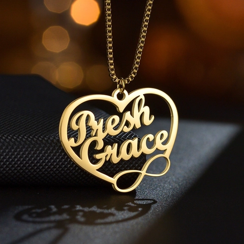Collar Con Colgante De Corazón De Acero Inoxidable Con Símbolo De Infinito Calado Tono Dorado Joyería Elegante Mujer