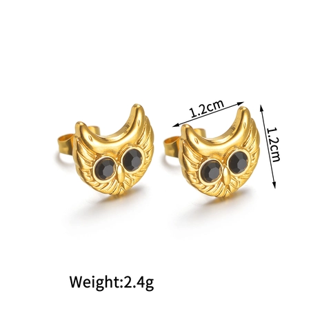 Orecchini A Lobo Gufo Luna Cuore Acciaio Inossidabile Placcato Oro 18K Design Di Nicchia Gioielli Per Donne