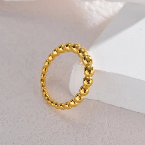 Minimalist Beaded Ring Stainless Steel Geometric Round Bead Finger Ring Chic Versatile Jewelry For Women Men