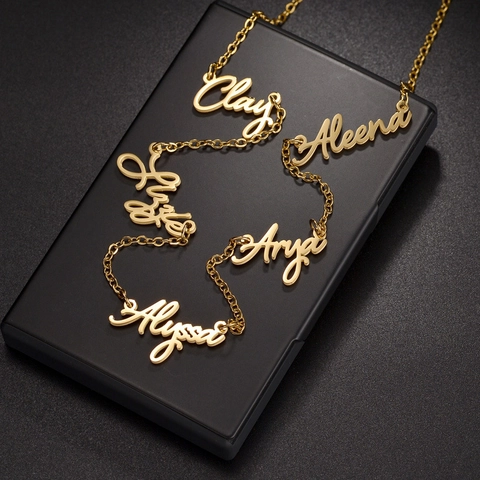 Collar De Acero Inoxidable Con Múltiples Placas De Nombre Chapado En Oro Dijes De Letras Cadena En O Joyería De Moda Minimalista Mujeres