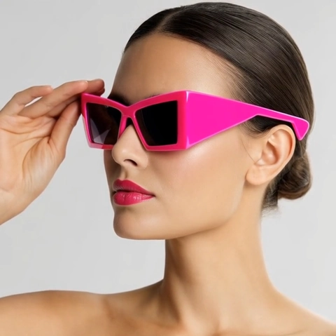 Grote Cat Eye Zonnebril PC Geometrisch Montuur UV400 Bescherming Hip Hop Strandfeest Trendy Brillen Dames Heren