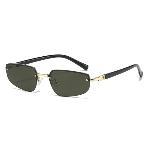 Lunettes De Soleil Sans Monture Polygone Irrégulier Verres PC Monture Métal Protection UV400 Mode Tendance Unisexe