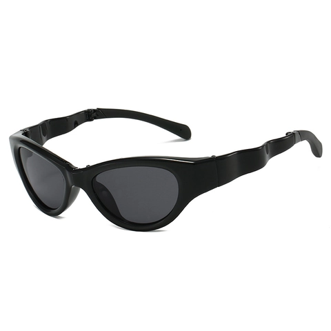 Lunettes De Soleil Oeil De Chat Pour Femmes Monture PC Verre TAC Protection UV Pliable Mode Branches Ondulées