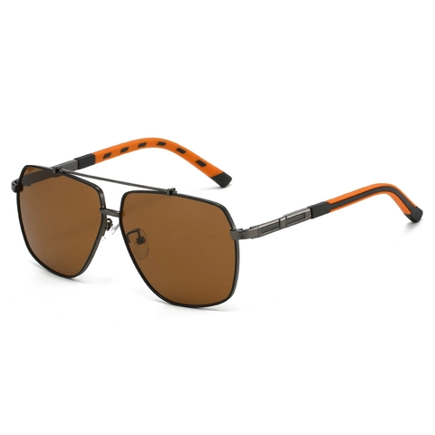 Square Aviator Sunglasses For Men Metal Frame UV400 Protection Driving Eyewear Fashion Double Bridge Two Tone Temples